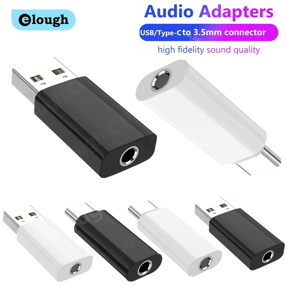 Elough USB/USB C a 3 5mm Jack Adaptador de Audio para iPhone 15 Samsung Xiaomi tipo C a jack 3,5mm adaptador de auriculares tarjeta de sonido USB
