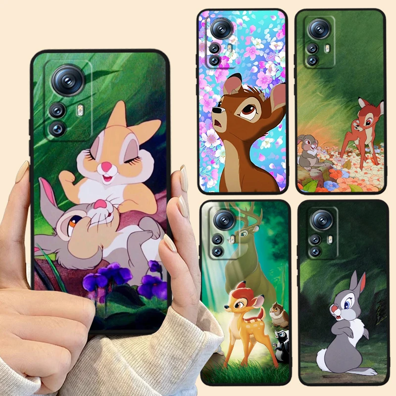 Disney Bambi Animation para Xiaomi Mi 14 13T 13 12T 12 11T 11i 11 10T 10 Pro Lite Ultra 5G, funda negra para teléfono