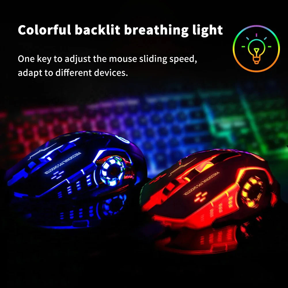 Ratón Bluetooth de 2,4 Ghz para juegos, ratón inalámbrico recargable, USB, mecánico, retroiluminación para deportes electrónicos, para ordenador y portátil - imagen 5