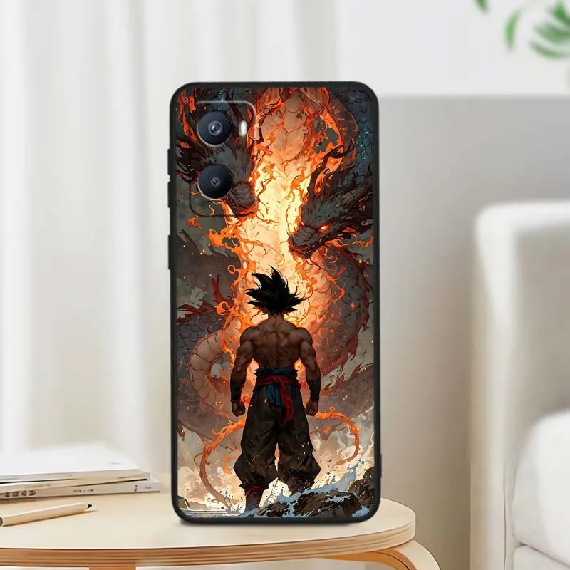 Anime d-dragon Ball Saiyan para OPPO Reno 11 10 9 8 7 6 5 4 2 Z SE Lite Plus Pro 4G 5G funda de teléfono negra - imagen 3