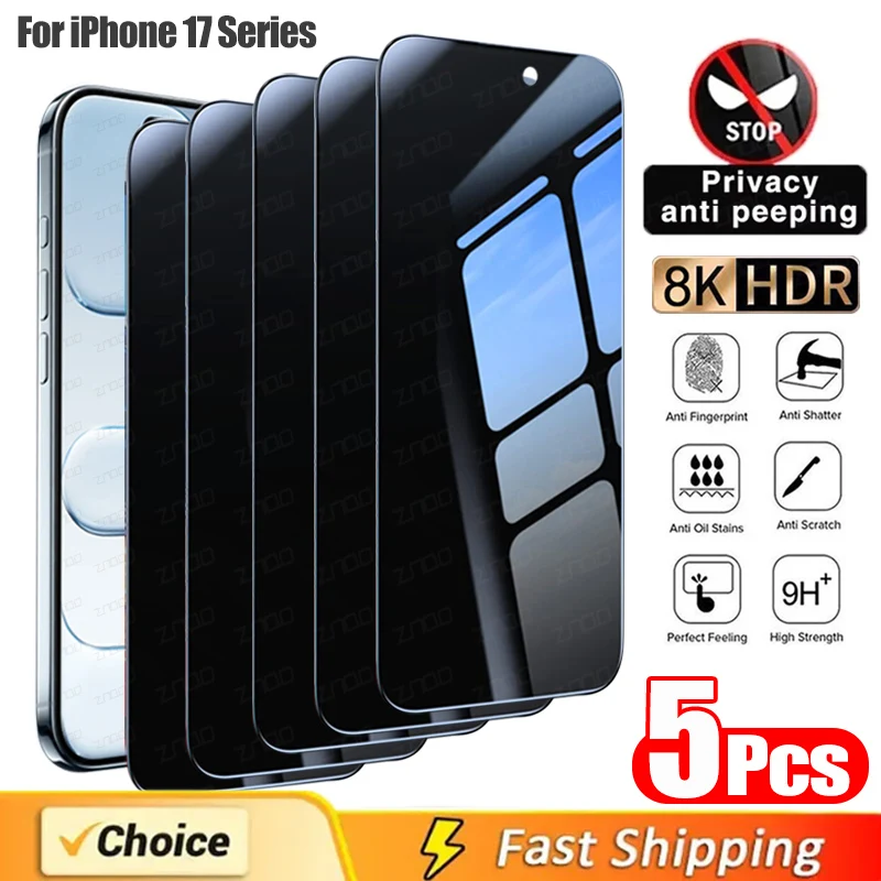 3/4/5 Uds vidrio templado antiespía para iPhone 17 Pro Max 17 protectores de pantalla de privacidad de aire para iPhone 16 15 Plus 14 ProMax 16e