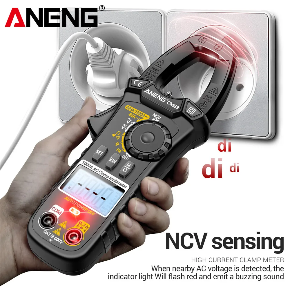ANENG-multímetro de abrazadera CM83, herramienta de prueba de alta Cturrent sin contacto, multifunción, profesional, detección NCV, Hertz, 1000a - imagen 3