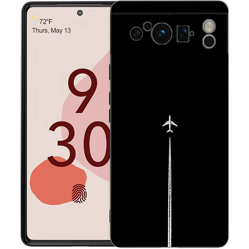 Funda de teléfono con patrón de avión para Google Pixel 10 9 8 7 6 Pro XL 9A 8A 6A 7A 5G, funda negra de TPU suave a prueba de golpes - imagen 4