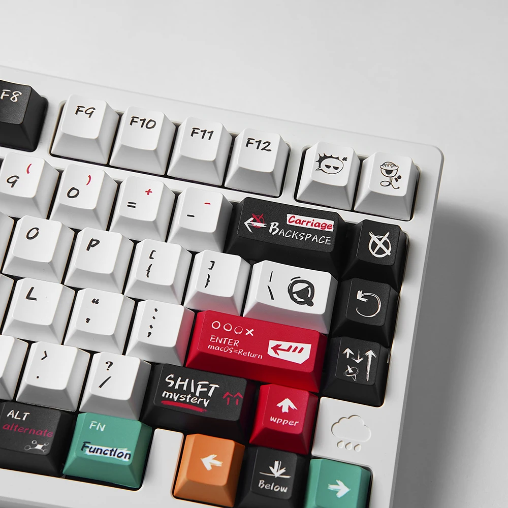 Teclas de fuego negro misterioso, teclas de perfil de cereza de sublimación térmica PBT, teclas personalizadas de 135 teclas para teclado MX Switch - imagen 3