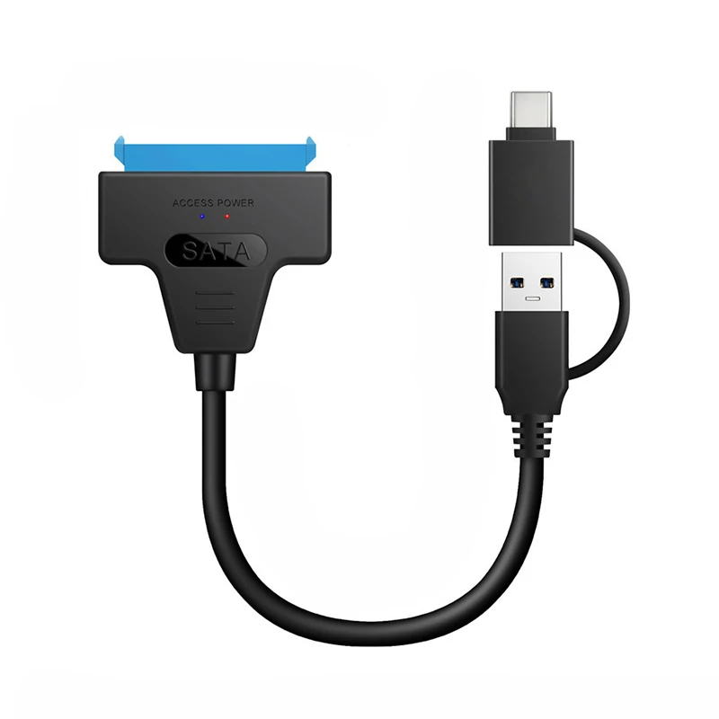 1 Uds 2 en 1 Cable adaptador SATA a USB3.0/tipo C hasta 6 Gbps soporte de alta velocidad disco duro SSD HDD externo de 2,5 pulgadas 22 pines Sata