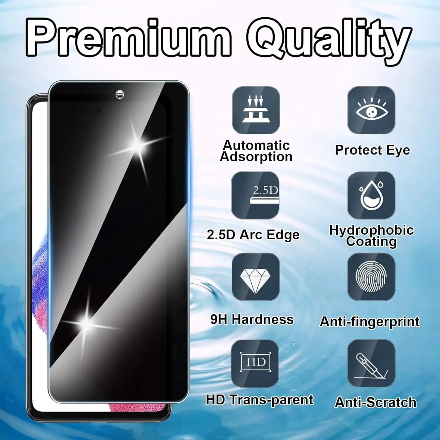 2 uds 9H película de vidrio templado antiespía para Samsung Galaxy A51/A52/A52S/A53 5G Protector de pantalla de privacidad - imagen 3