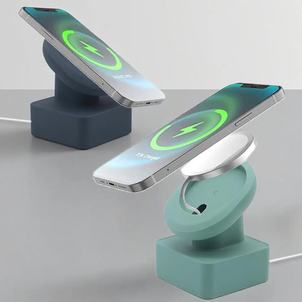 Soporte de mesa de carga inalámbrica de silicona antideslizante para teléfonos móviles para IPhone serie 17-12 para soporte de estación de carga Magsafe - imagen 2