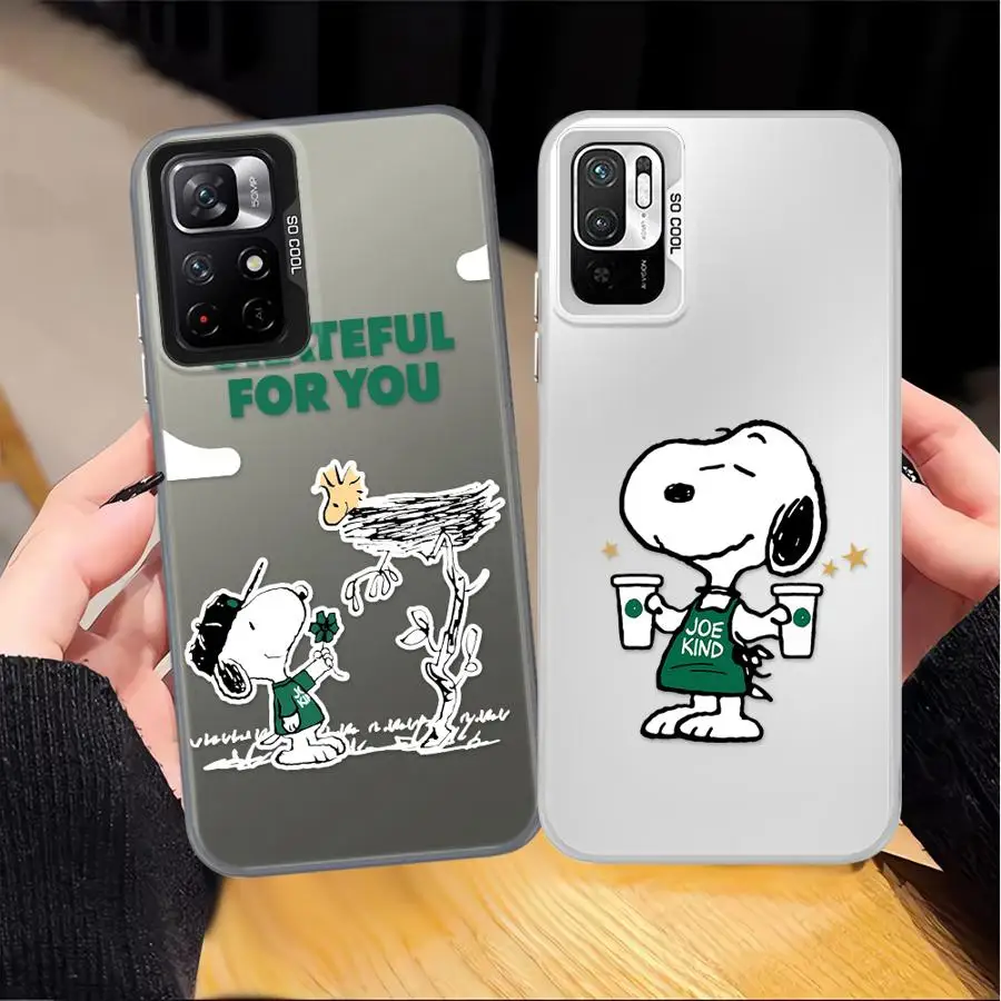 Funda de café con dibujos animados bonitos S-S-noopyS para Xiaomi Mi 11 Lite 12T Pro 13T, funda trasera para teléfono - imagen 2