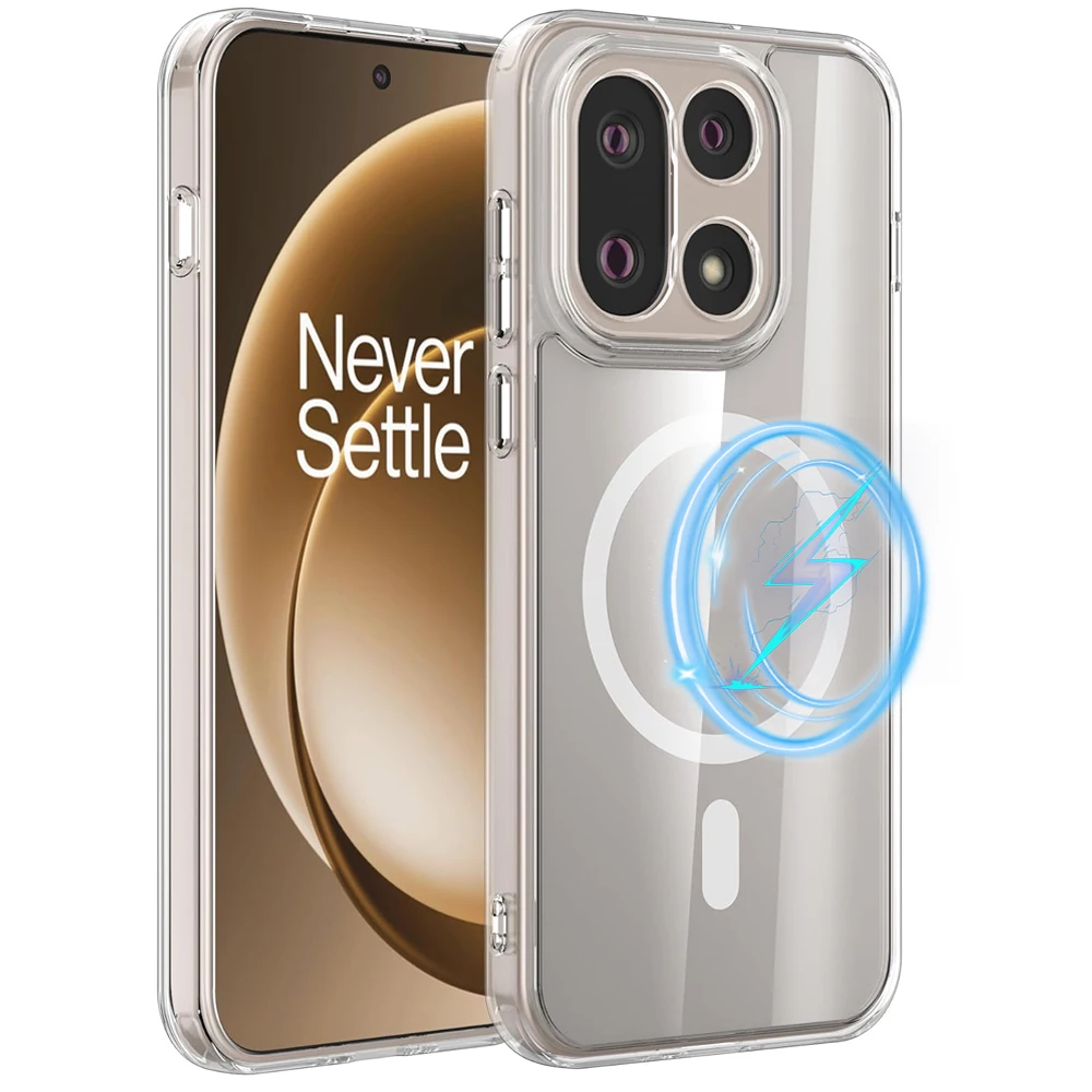 Funda magnética transparente para OnePlus 15, funda protectora delgada de cristal a prueba de golpes para teléfono OnePlus15 1 + 15 5G, carcasa suave de TPU para PC