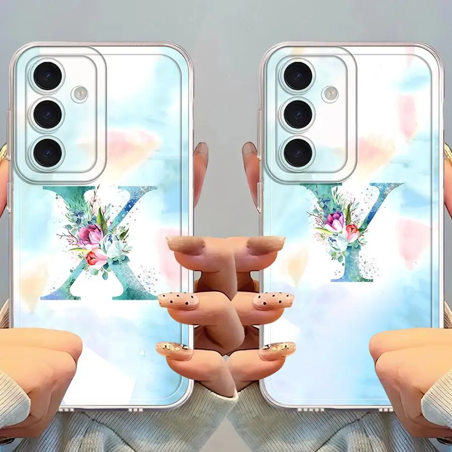 Funda transparente para Samsung Galaxy A25 A22 A35 A12 A35 A71 A72 A15 A73 A16 A13 letras exquisitas W