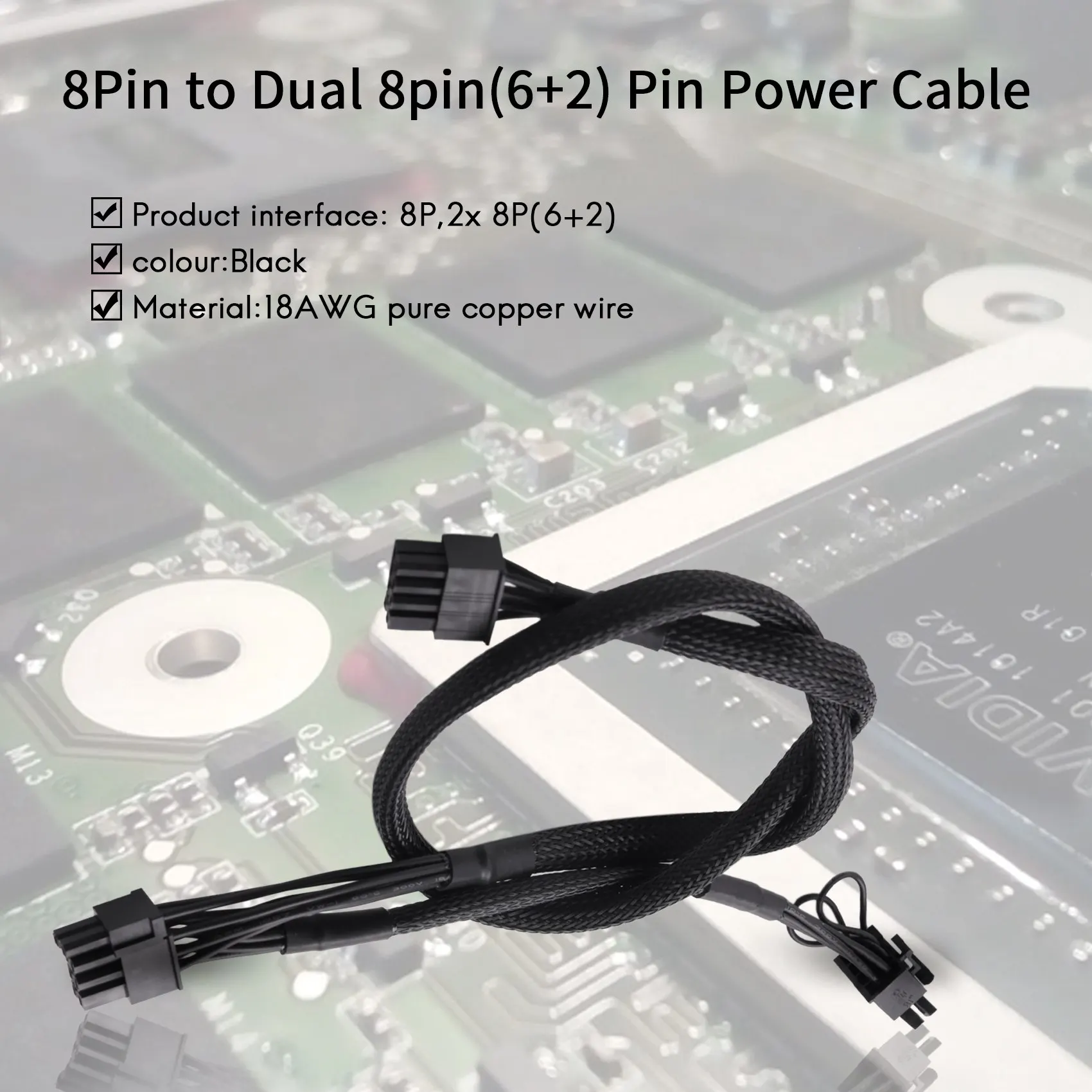 PSU 8 pines a doble 8 pines (6 + 2) pines Cable de alimentación Modular PCIe para EVGA Supernova G2 G3 P2 T2 GS 650 750 850 1000 1600 - imagen 4