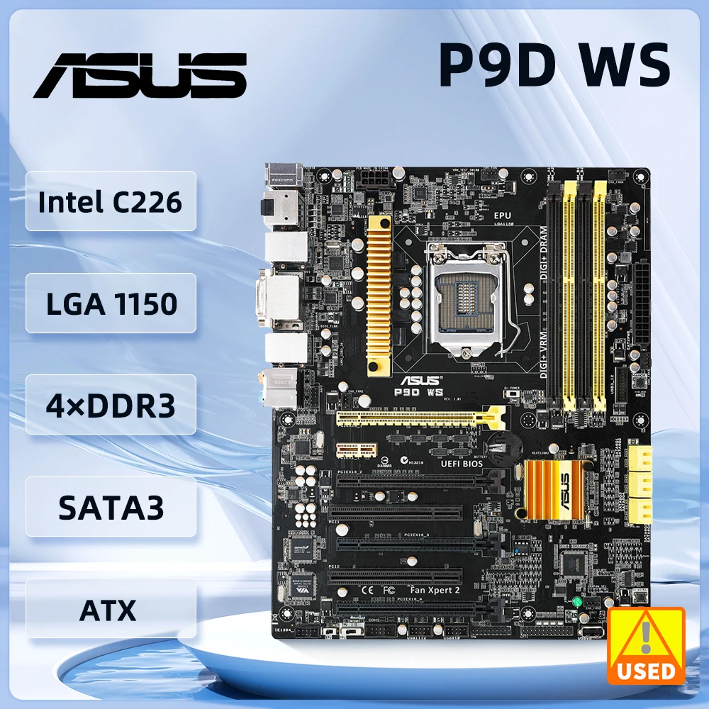 Placa base de estación de trabajo ASUS P9D WS LGA 1150 DDR3 1600/1333 Intel C226 compatible con CPU Intel de 4. a generación 6xSATA USB3.0 HDMI