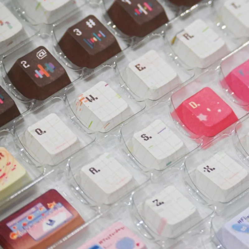 Gran oferta de teclas translúcidas esmeriladas, proceso de impresión en Color UV personalizado, tapa de llave de perfil de cereza PBT, tapa de tecla de punto bonito de dibujos animados para PC - imagen 4