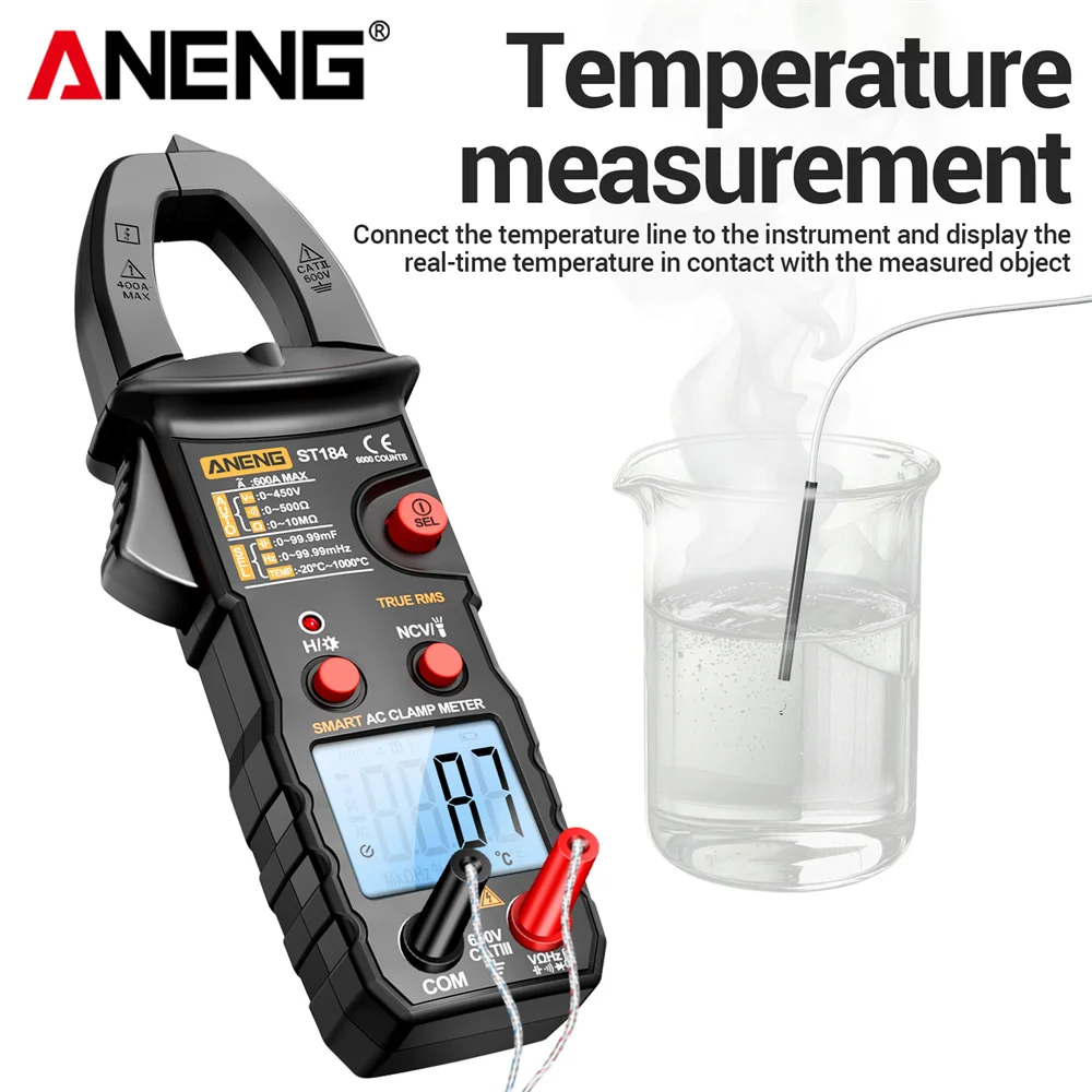 Multímetro de abrazadera ST184 + B15 0.1A 6000 probador de voltaje de abrazadera NCV 30-1000V medidor Detector de voltaje buscador de punto de interrupción de diagnóstico - imagen 5