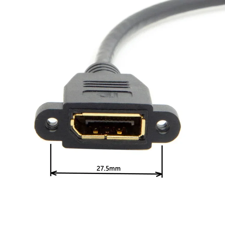 Adaptador de Cable de extensión de montaje en Panel DisplayPort, codo de ángulo de 90 grados, esquina DP 1,2 v, macho a hembra, tornillo de enchufe de Cable 2k @ 144Hz - imagen 5
