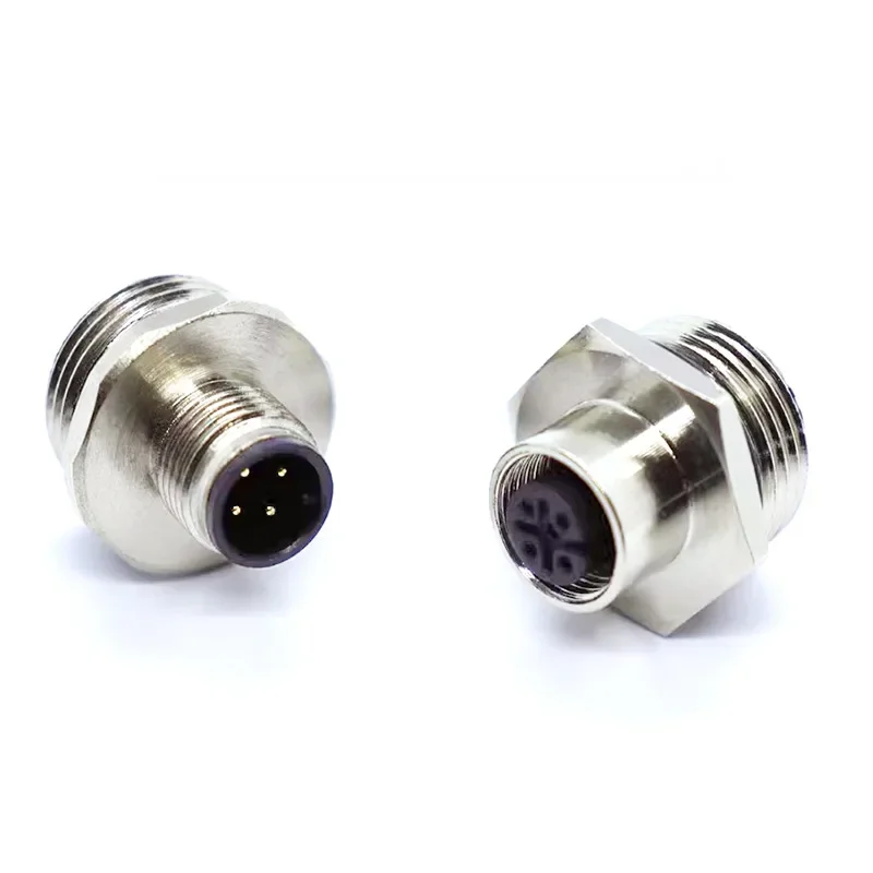 M12 detrás del Panel de apertura 20mm enchufe de aviación 2 pines 5/8 pines M20 brida asiento Sensor impermeable macho hembra con conector de línea de 20cm - imagen 4