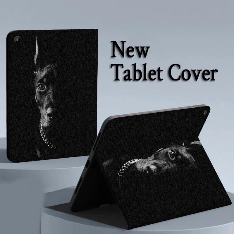 Funda negra Cool Doberman Dog para Samsung Galaxy Tab S11 S10 S9 S8 S7 S6 A10.1 A9 A8 A7 10,1 Lite FE Plus pulgadas