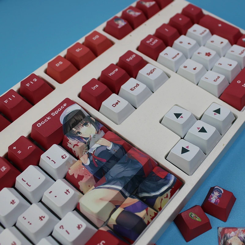 128 teclas Megumi Kato Keycap Japón Key Cap Cherry Profile Dye Sub Anime Keycaps PBT Anime Keycaps para teclado mecánico - imagen 4
