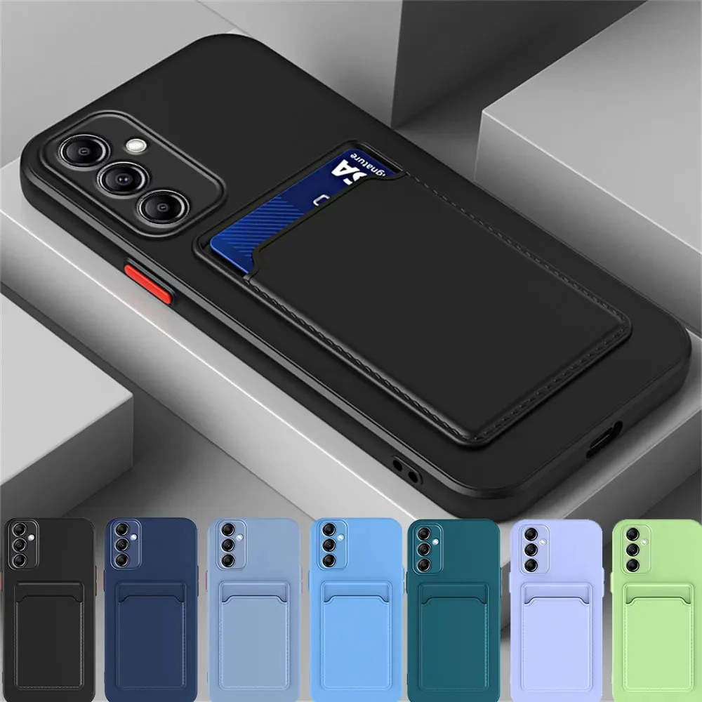 Funda de teléfono de silicona con tarjetero para Samsung Galaxy A55 A35 A54 A34 A25 A15 A54 A16 A26 A36 A56 A05S 4G 5G 5G Funda a prueba de golpes