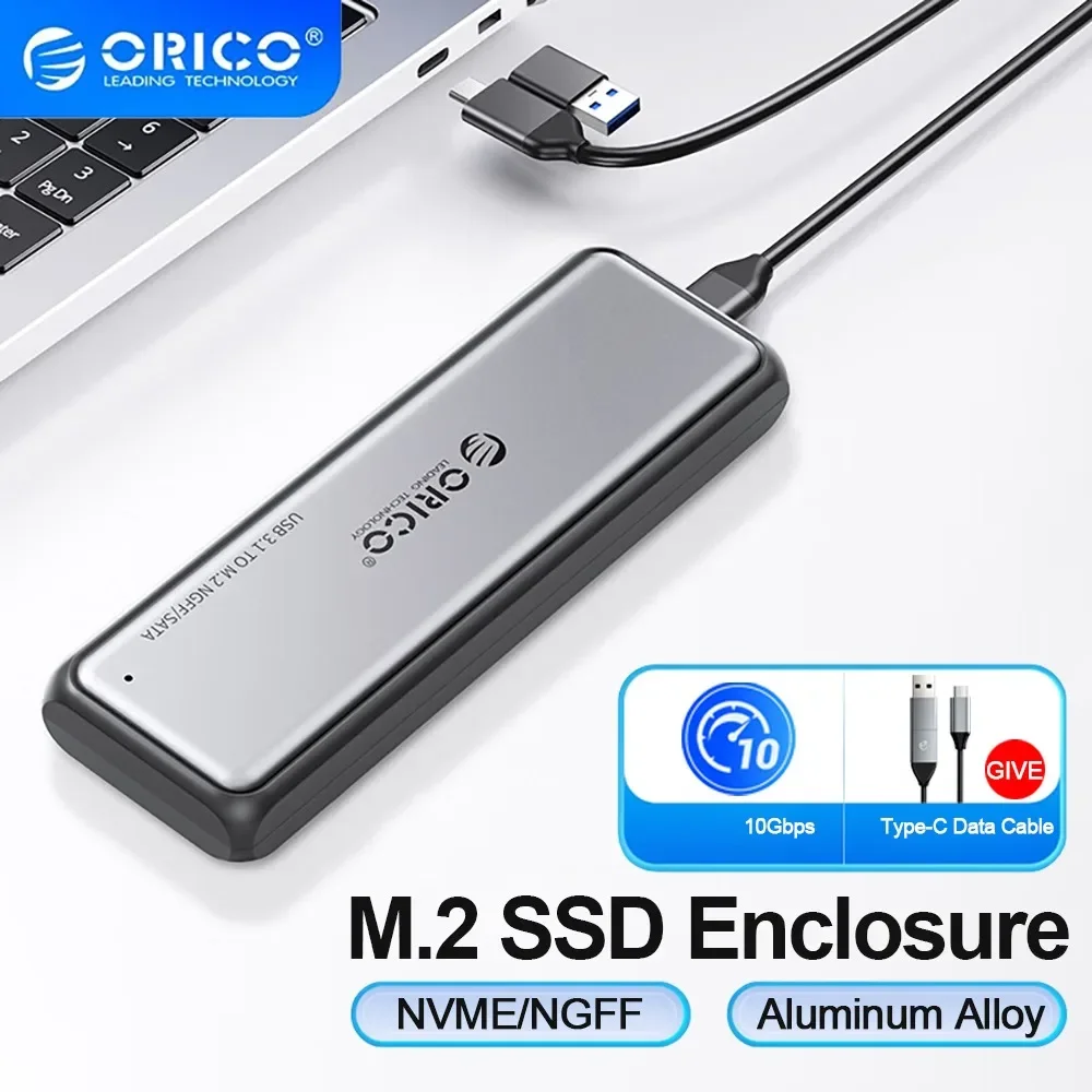 ORICO-carcasa SSD M.2 NVMe SATA de aluminio, caja de unidad de estado sólido, accesorios de ordenador portátil, 10gbps, libre de herramientas