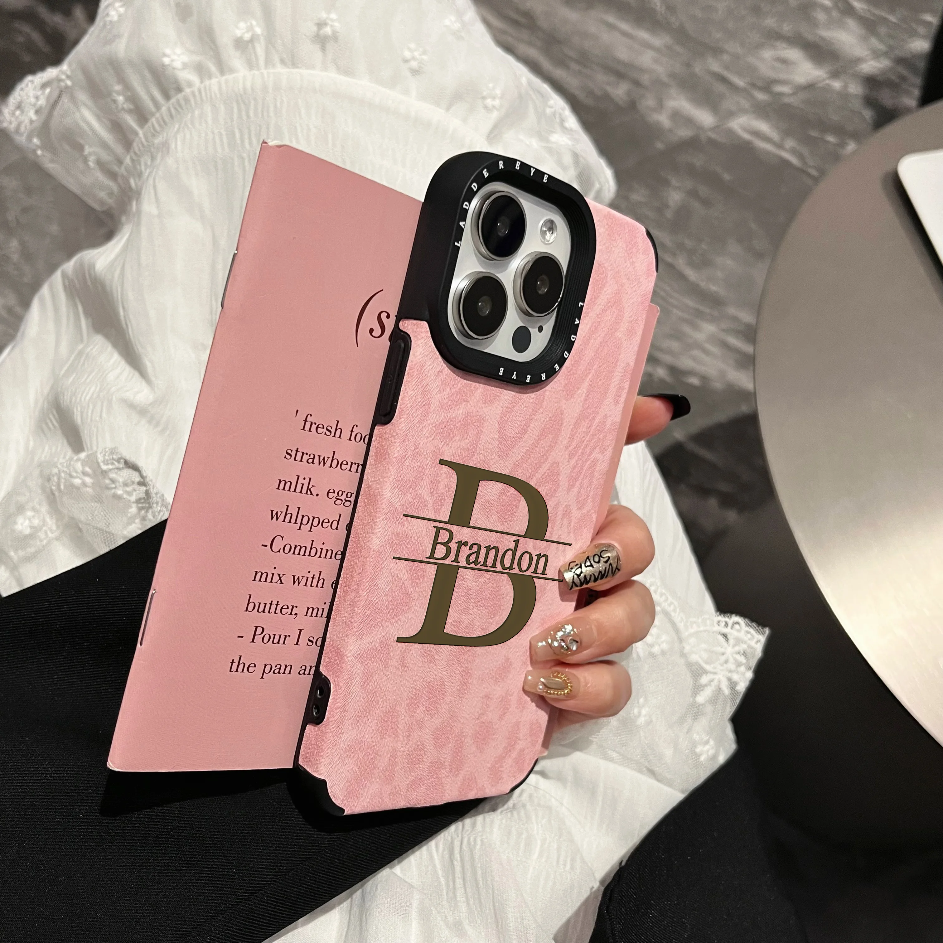Funda personalizada con iniciales para iPhone 17, 16, 15, 14, 13, 12, 11 ProMax Plus, Funda de piel sintética con estampado de leopardo y grabado láser - imagen 5