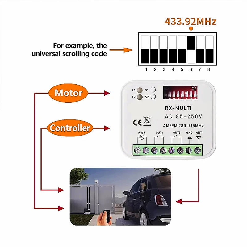 Interruptor Universal de 280-915MHz, receptor de Control remoto para puerta de garaje, WIFI, CA, CC, 9-30V, módulo de interruptor, relé, abridor de puerta - imagen 2