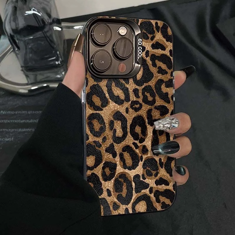 Funda de teléfono de leopardo marrón para iPhone 13 11 16 Pro Max 15 14 12 16promax 15promax 14promax Funda suave IMD Mate a prueba de golpes - imagen 4