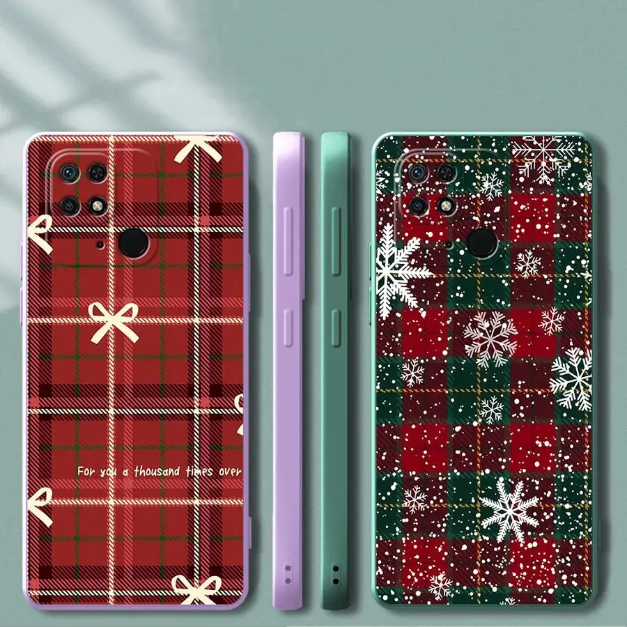 Funda para Xiaomi Redmi K40 K60 10 9 8 13C 14C A2 A3x 12C A1 cubierta suave rejilla roja navideña