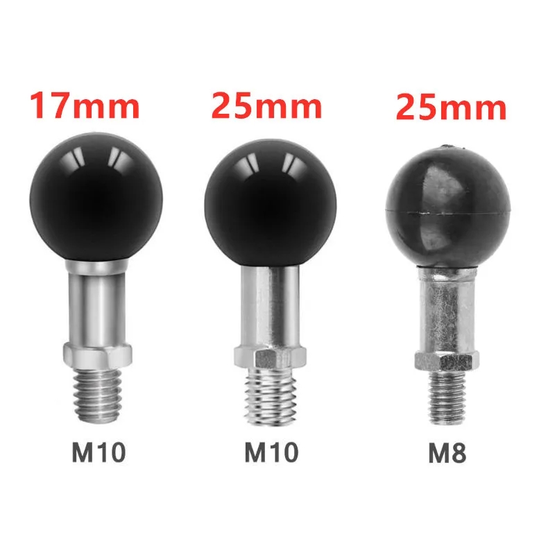 Adaptador de cabeza de bola de aluminio de 17mm/25mm a perno M6 M8 M10 para montaje RAM Garmin soporte de teléfono para motocicleta soporte de coche soporte de cámara