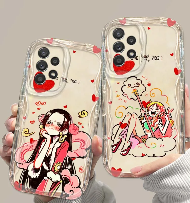Funda Love de una pieza para Samsung A73 A72 A71 A56 A55 A54 A53 A52 A51 A50 A36 A35 A34 funda de teléfono de aceite ondulado