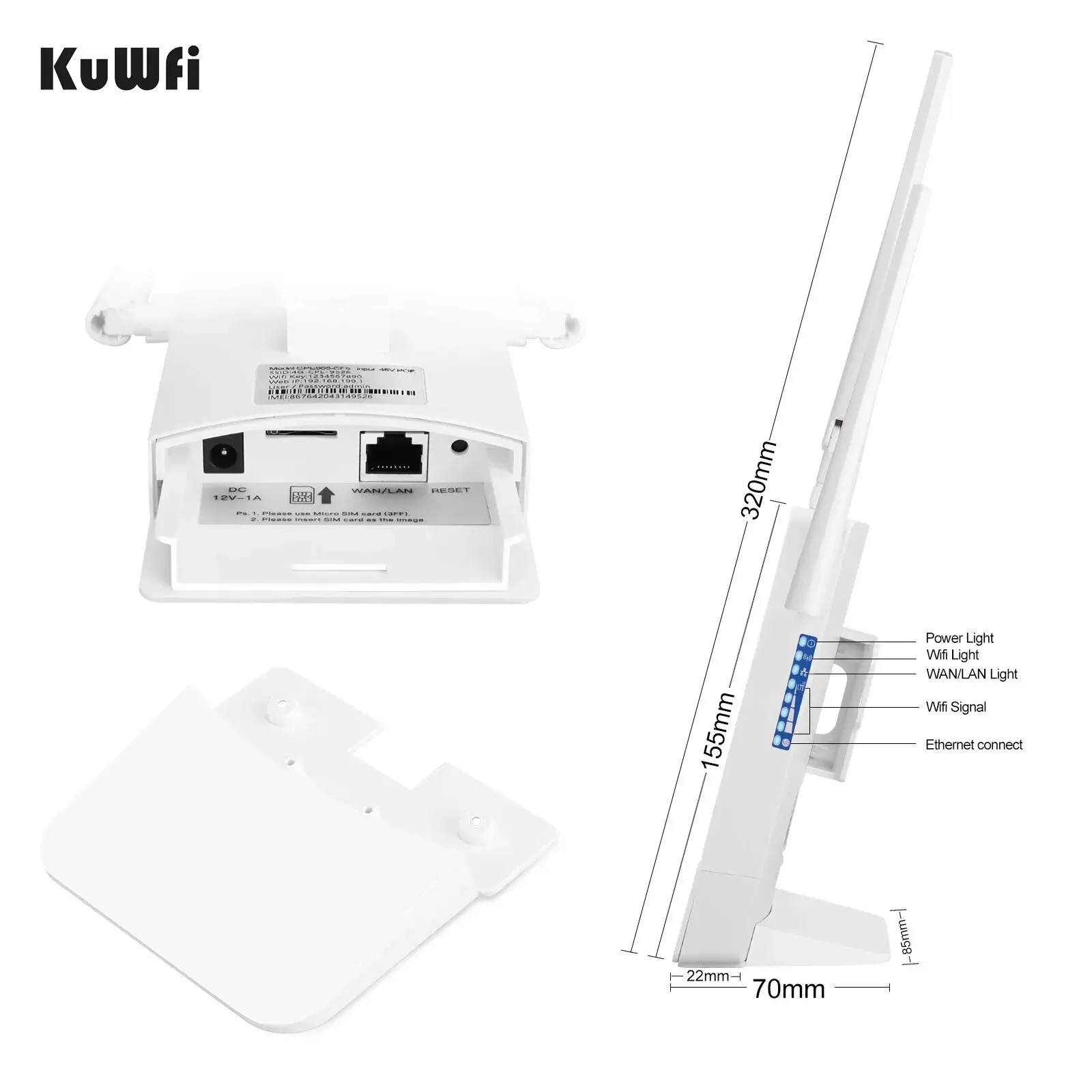 KuWFi 4G CPE enrutador exterior 300Mbps Wifi enrutador antena externa soporte puerto filtrado DMZ MAC configuración IP para cámara IP - imagen 5