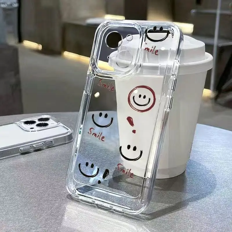 Funda de teléfono transparente suave para Samsung S25 Ultra 5G Galaxy S24 S23 S22 Plus S21 FE A56 A55 A34 A54 A53 Graffiti Smile Face Cover - imagen 2