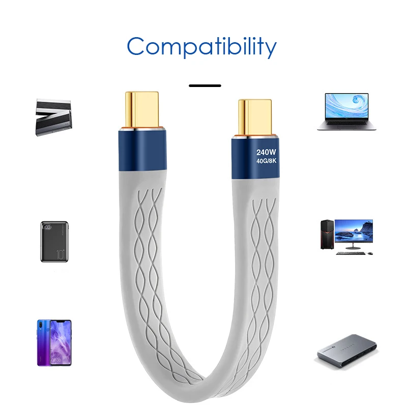 Cable de datos USB4 40Gbps USB C Thunderbolt 4 a tipo C PD 240W 8K @ 60Hz FPC Cable corto para iPhone 16 Pro Max HDD eGPU banco de energía - imagen 5