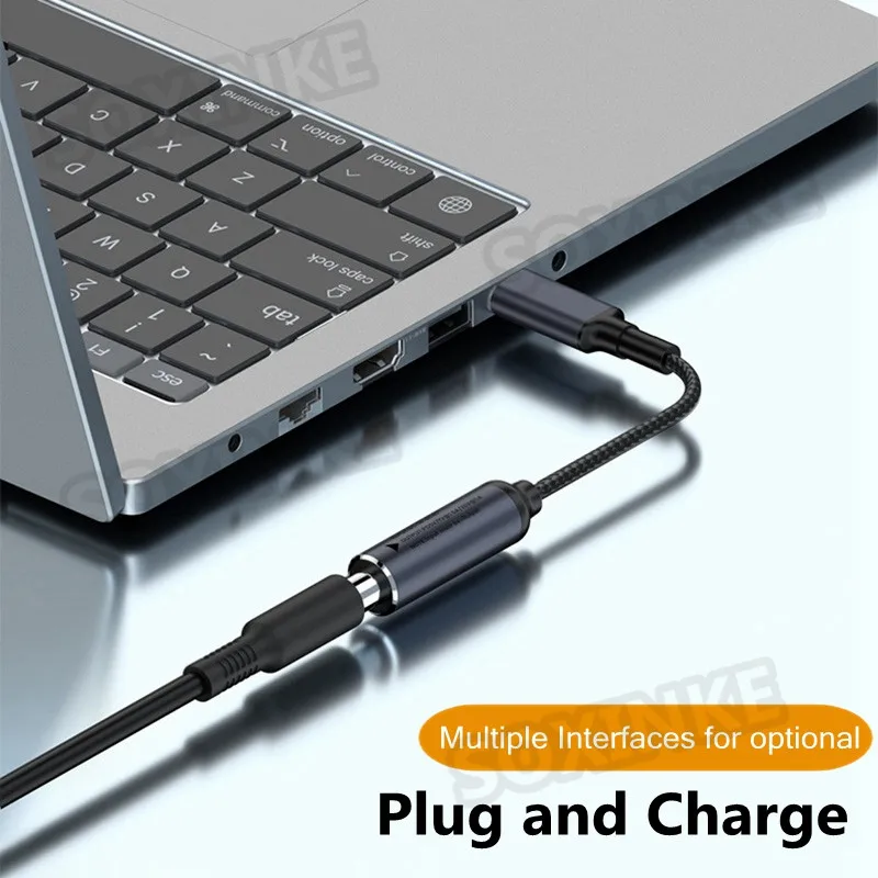 Convertidor de Cable de carga rápida USB tipo C PD de 100W para Dell Hp Asus Lenovo Samsung portátil adaptador de corriente CC a conector USB C PD - imagen 3