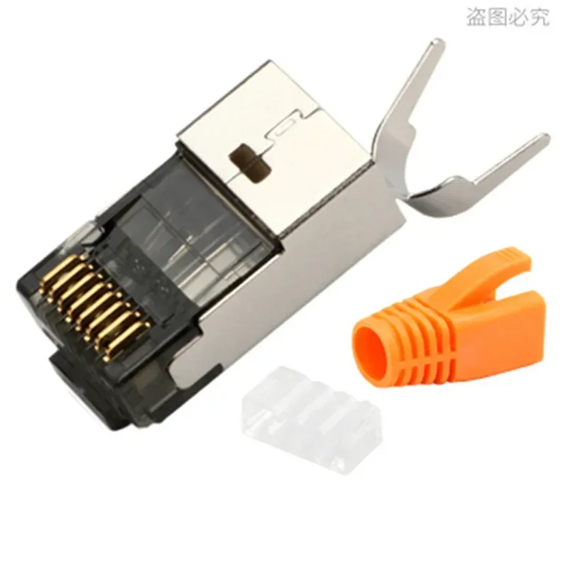 Conector Cat7 RJ45 Blindado con Contactos Dorados y Cabeza de Cristal - imagen 5