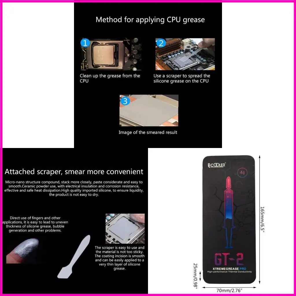 PCCOOLER GT-2 2G 4G PASA GRasa térmica silicona 9.8 para w/para M.K para procesador CPU Cooler GPU GPU Radiadora