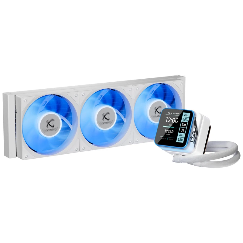 X-GAMERX HuanYi ARGB Radiador de refrigeración por agua todo en uno/soporte LGA1851/1700/115X/1200/AM5/AM4/pantalla LCD magnética de 2,3 pulgadas