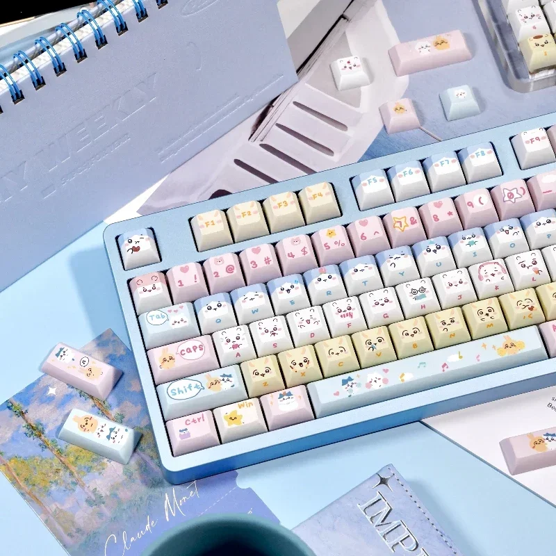 Teclas temáticas Kawaii personalizadas, perfil PBT Kca, bonitas teclas de dibujos animados de Anime, teclas de punto de sublimación de tinte para diseño de teclado para juegos - imagen 5