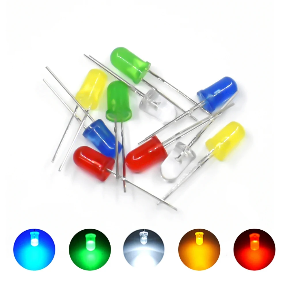 Kit surtido de luz de diodo LED, 5MM, verde, azul, blanco, amarillo, rojo, componente, Kit DIY, nuevo, Original para Arduino