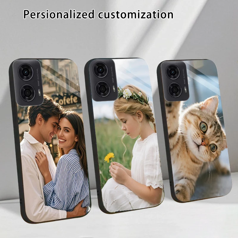 Funda de vidrio templado personalizada para Motorola Moto Edge 50 Fusion 20 lite 40 Neo 50 Pro X30 30 Ultra G22 DIY cubierta de imagen personalizada