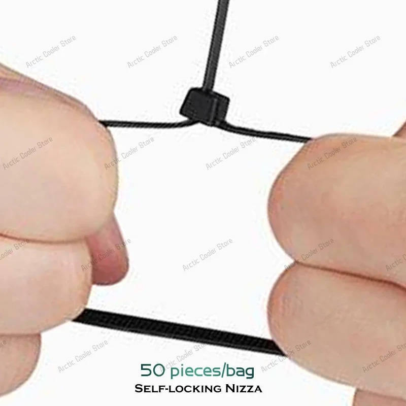 Brida para cables de nailon y plástico autoblocante, 50 piezas, brida para cables negra de 3x150mm, Rin de sujeción para gestión de cables de ordenador PSU - imagen 4