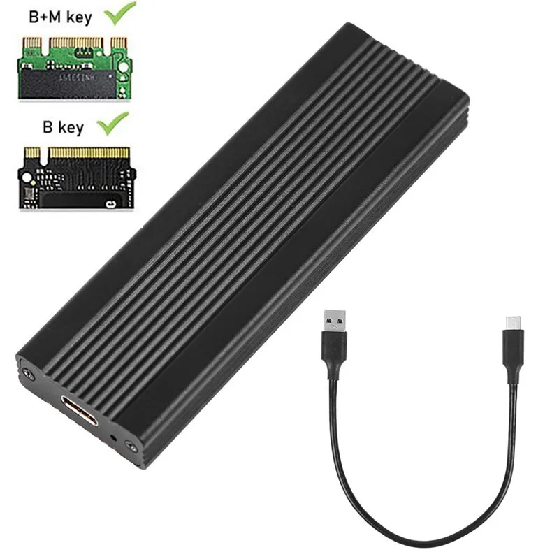 Adaptador de caja de disco duro externo M2 NGFF SATA SSD B HD HDD Box M.2 NVME SSD a USB 3,1 caja de disco Cable tipo C