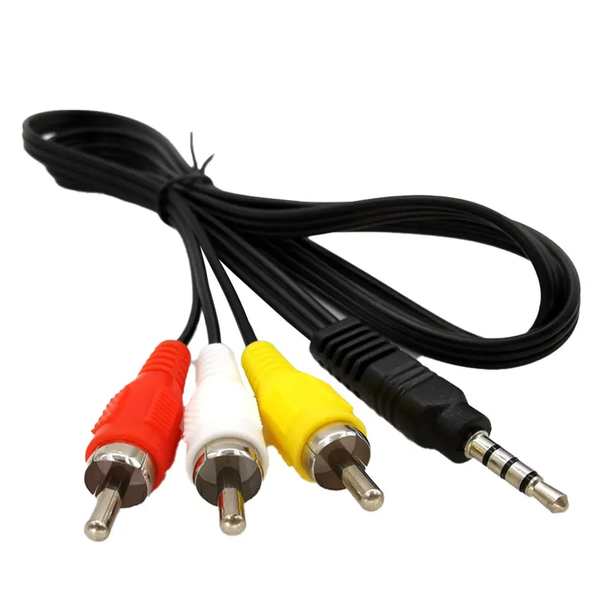 1m 3,5mm Jack Aux a 3 RCA Cable de Audio y vídeo estéreo Y Cable divisor AV adaptador 3RCA Cable para PC DVD TV VCR altavoces cámara - imagen 2