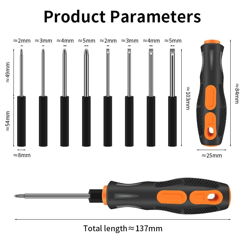 LUXIANZI Juego de destornilladores magnéticos de precisión para teléfono, herramienta manual de reparación electrónica para el hogar, destornillador con puntas ranuradas/Phillips - imagen 2