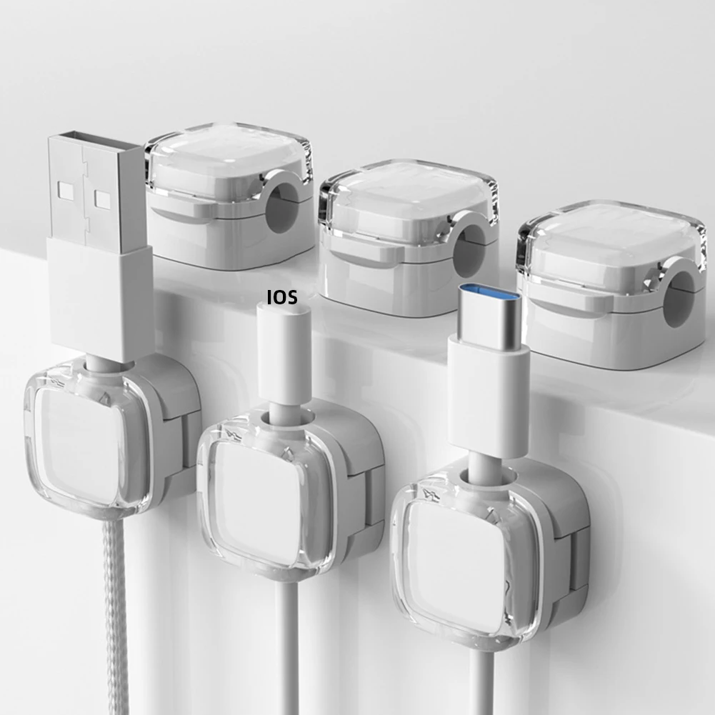Clips de gestión de cables magnéticos de 6 piezas, gancho adhesivo fuerte para escritorio y pared, soporte de Cable para Cable de datos de teléfono y cargador - imagen 3