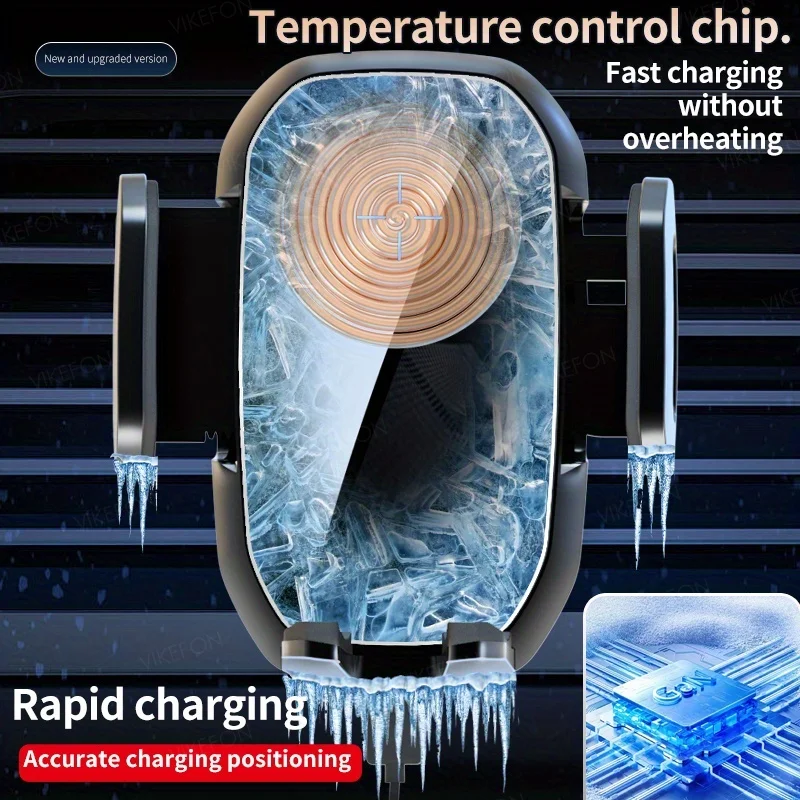 Cargador Inalámbrico Coche 15W 360 ° Soporte de teléfono con ventilación de aire de rotación para iPhone 17 ~ 12 Pro Max Samsung Xiaomi Estación de carga rápida - imagen 4