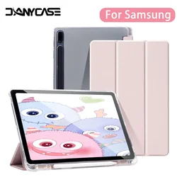 Funda para Samsung Galaxy Tab S9 FE 11 S8 S7 Plus FE 12,4 pulgadas S6 Lite funda trasera transparente para tableta con pestaña con portalápices