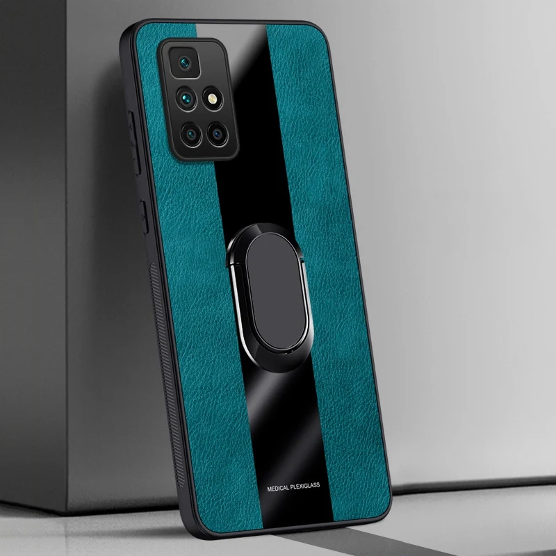 Funda de cuero con soporte de anillo para Xiaomi Redmi 10 4G Note 10S 10 Pro, funda de silicona magnética de lujo para Redmi Note 10 10T
