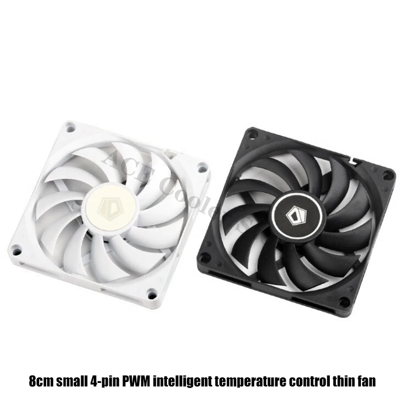 Caja ITX ultrafina 8010 de 8CM, ventilador blanco/negro, Control de velocidad PWM silencioso de 4 pines para ordenador, Enfriador de CPU, ventilador delgado de 10MM - imagen 2