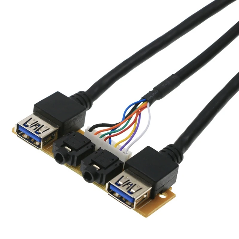 60cm frontal para Panel de caja Usb3.0 + usb3.0 puerto de conector de Audio de alta definición placa de E/S Cable interno línea Hub red con cable - imagen 4